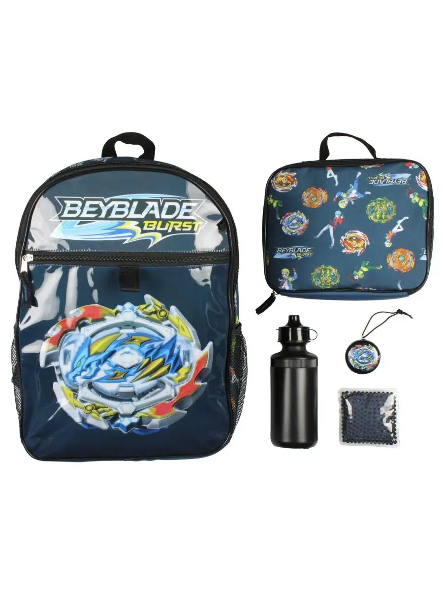 Рюкзак детский с принтом с ланч-боксом и бутылкой, Burst Spinner Tops Beyblade — синий