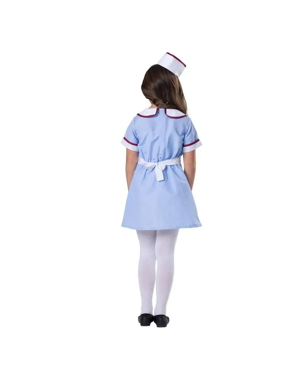 Костюм официантки с фартуком и шляпой, модель Diner Waitress Dress Up America — изображение 2 из 4, синий