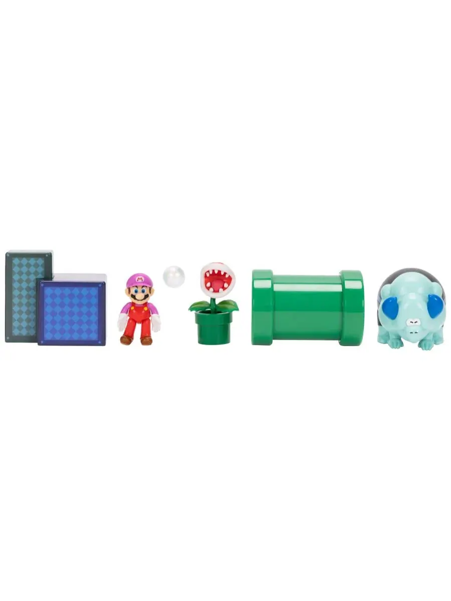 Игровой набор Super Mario Wonder 6 предметов, 2,5-дюймовая фигурка Bubble Mario, Bulrush, Piranha — изображение 2 из 3