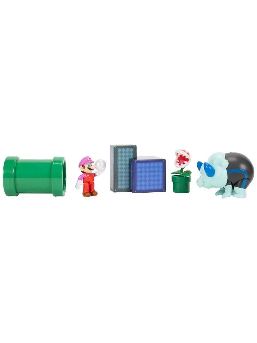 Игровой набор Super Mario Wonder 6 предметов, 2,5-дюймовая фигурка Bubble Mario, Bulrush, Piranha — изображение 3 из 3