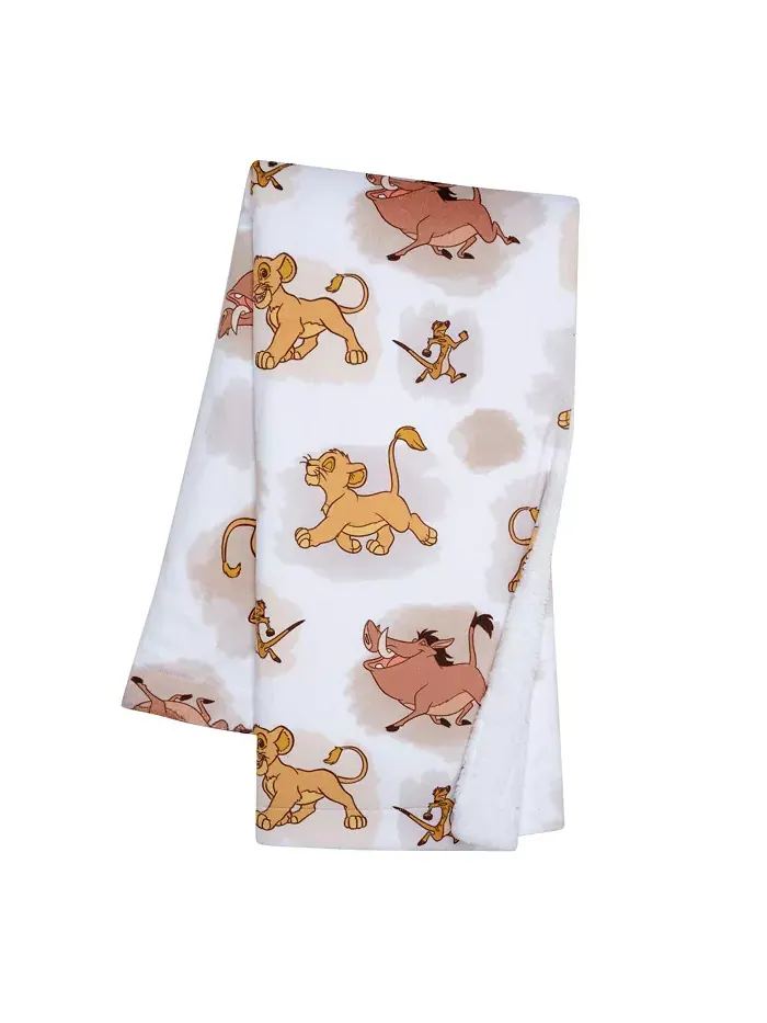 Детское одеяло Disney Baby Lion King Safari мягкое белое флисовое Lambs & Ivy — изображение 1 из 8, белый
