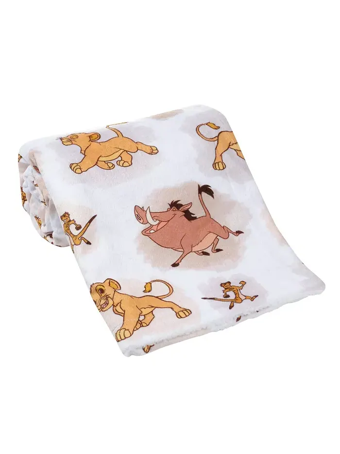 Детское одеяло Disney Baby Lion King Safari мягкое белое флисовое Lambs & Ivy — изображение 3 из 8, белый