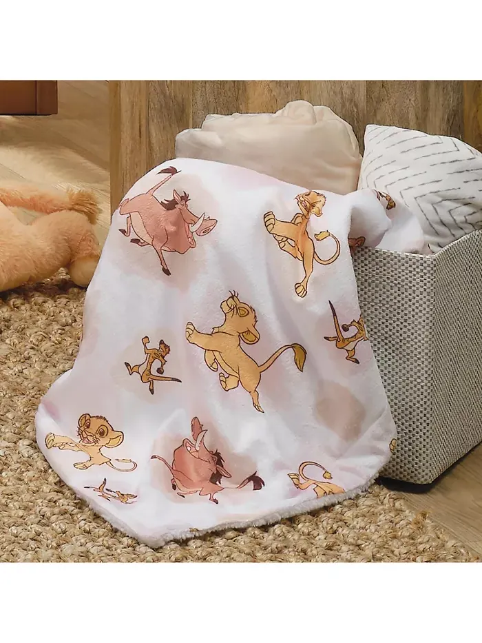 Детское одеяло Disney Baby Lion King Safari мягкое белое флисовое Lambs & Ivy — изображение 4 из 8, белый