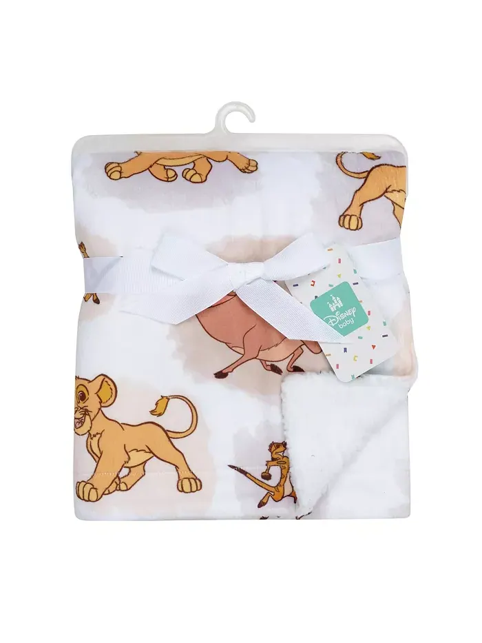 Детское одеяло Disney Baby Lion King Safari мягкое белое флисовое Lambs & Ivy — изображение 5 из 8, белый