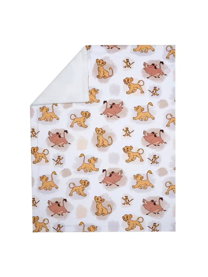 Детское одеяло Disney Baby Lion King Safari мягкое белое флисовое Lambs & Ivy — изображение 7 из 8, белый