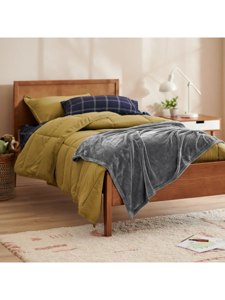 Детское одеяло из микроплюшевого фланелевого флиса Bare Home — изображение 2 из 6, серый