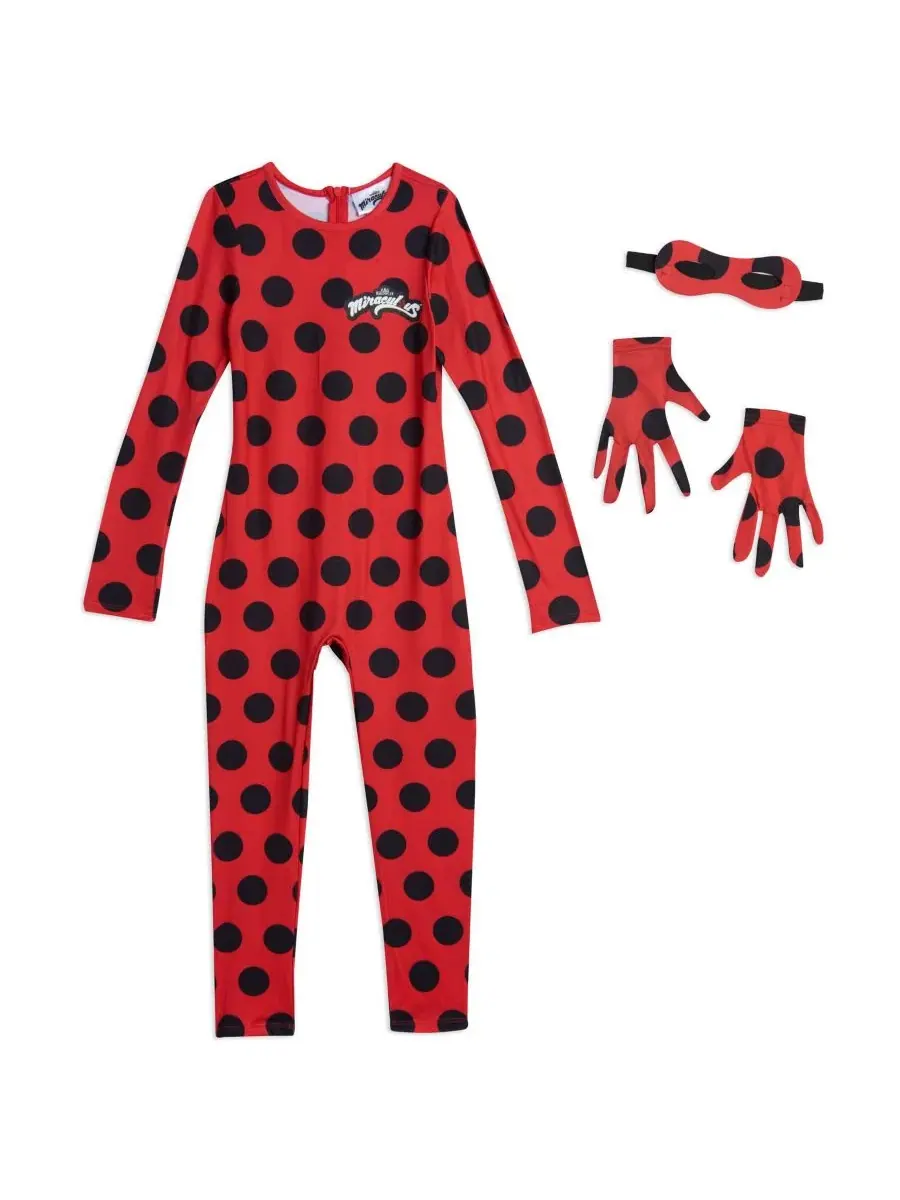 Костюм для косплея Ледибаг: комбинезон, перчатки и маска (3 предмета) Miraculous — красный