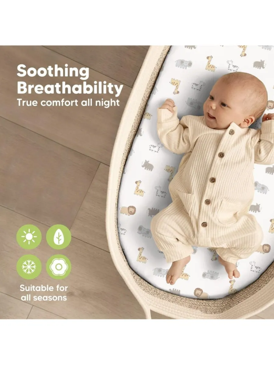Комплект из 2 простыней для детской люльки Soothe, простыни для матраса прикроватной люльки — изображение 4 из 8
