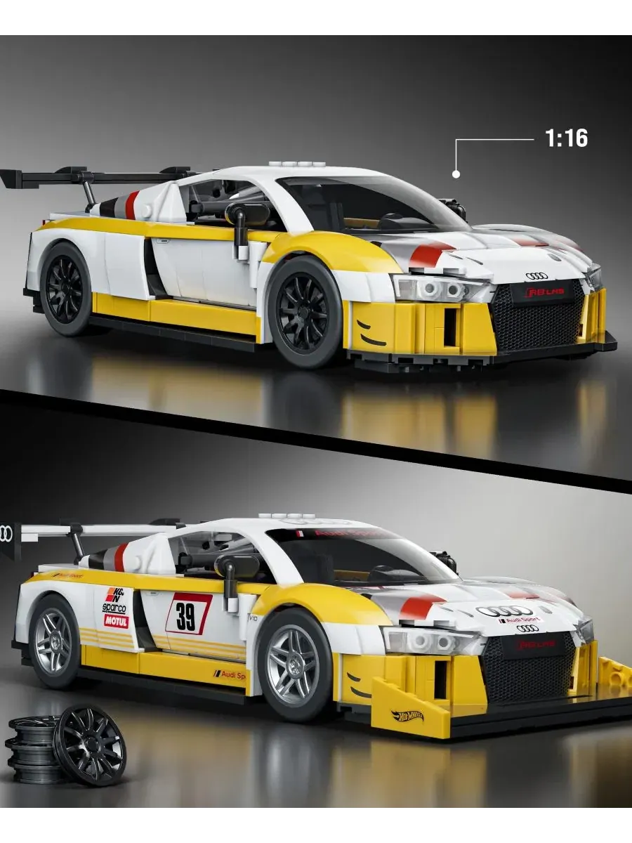 Конструктор Hot Wheels 15 Audi R8 LMS, 820 деталей Mattel Brick Shop — изображение 3 из 6, нет цвета