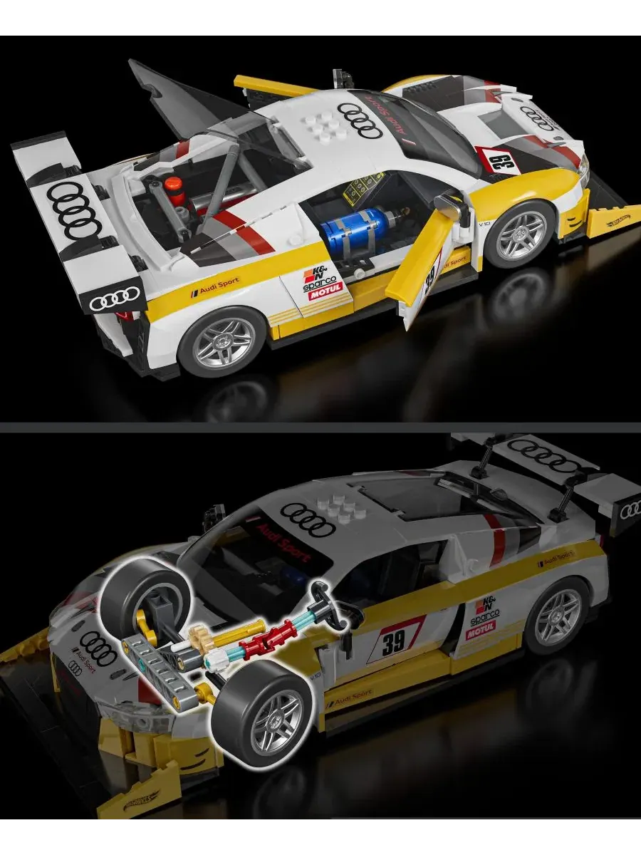 Конструктор Hot Wheels 15 Audi R8 LMS, 820 деталей Mattel Brick Shop — изображение 6 из 6, нет цвета