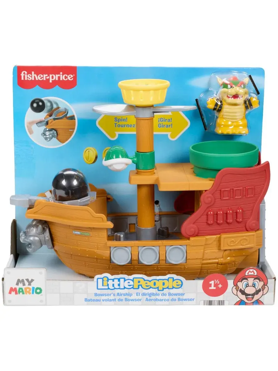 Игровой набор Little People My Mario Bowser's Airship с фигуркой, корабль, 1 фигурка, 1 игровой — мульти