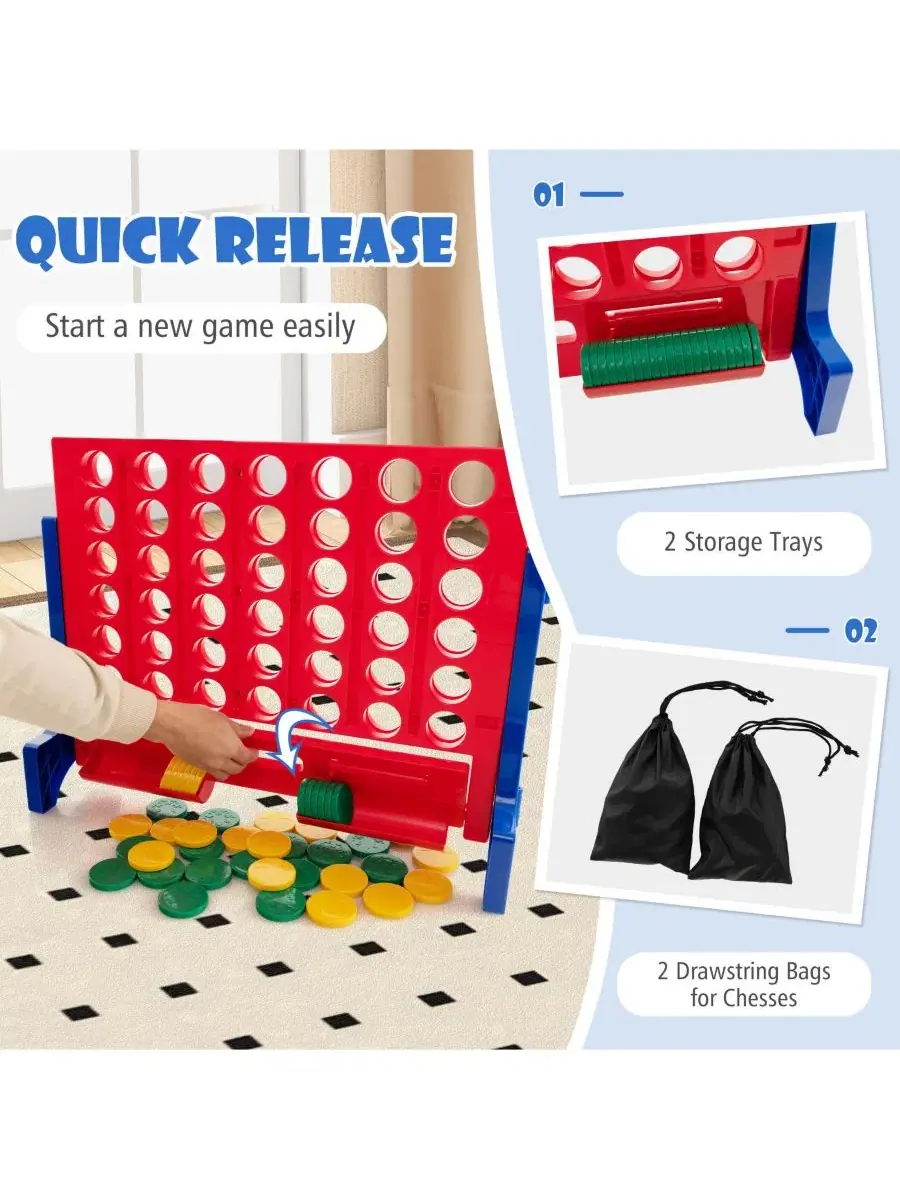Большой игровой набор Connect 4-to-Score с 42 монетами для игры на открытом воздухе Gouun — изображение 8 из 10, синий