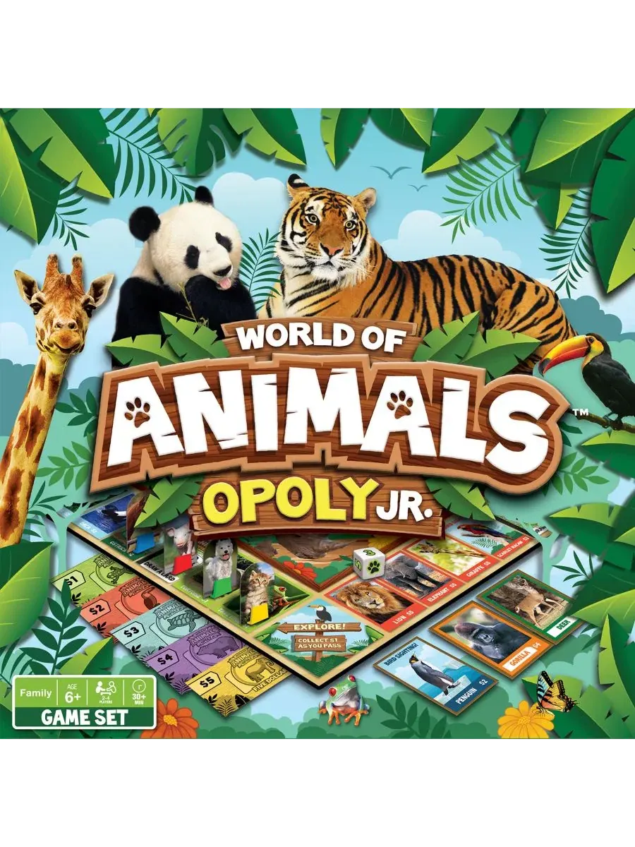 Настольная игра World of Animals Opoly Junior MasterPieces Puzzles — изображение 1 из 3, мульти