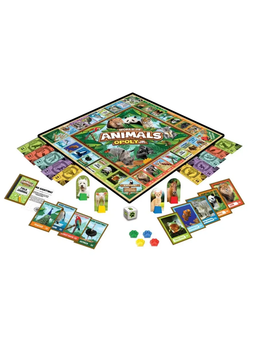 Настольная игра World of Animals Opoly Junior MasterPieces Puzzles — изображение 2 из 3, мульти