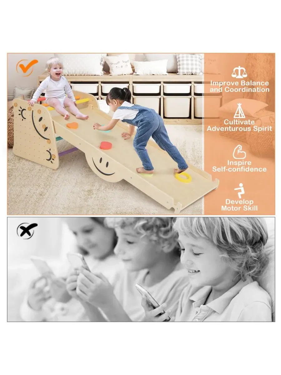 Детский деревянный игровой набор-качалка с горкой и лестницей, модель Triangle Climber Set GOUUN — изображение 2 из 10