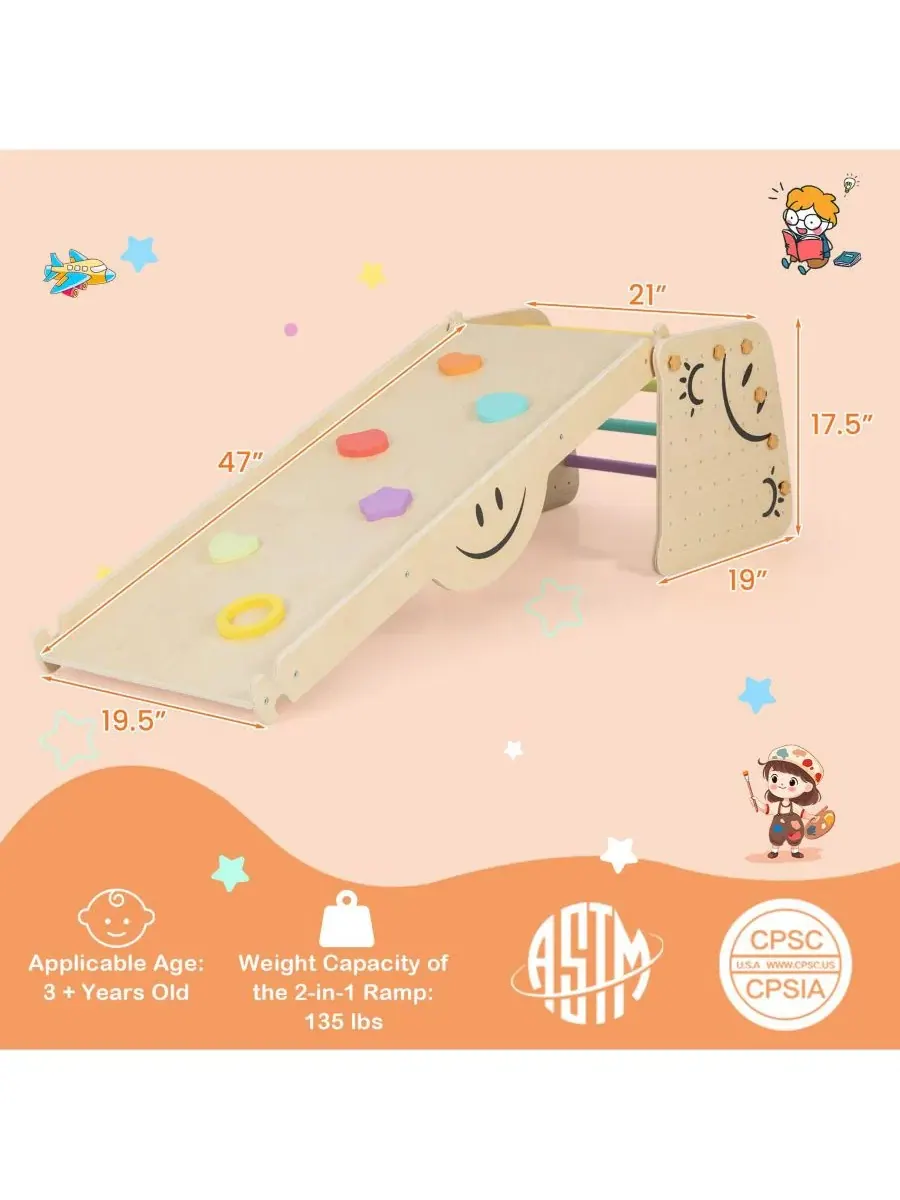 Детский деревянный игровой набор-качалка с горкой и лестницей, модель Triangle Climber Set GOUUN — изображение 10 из 10