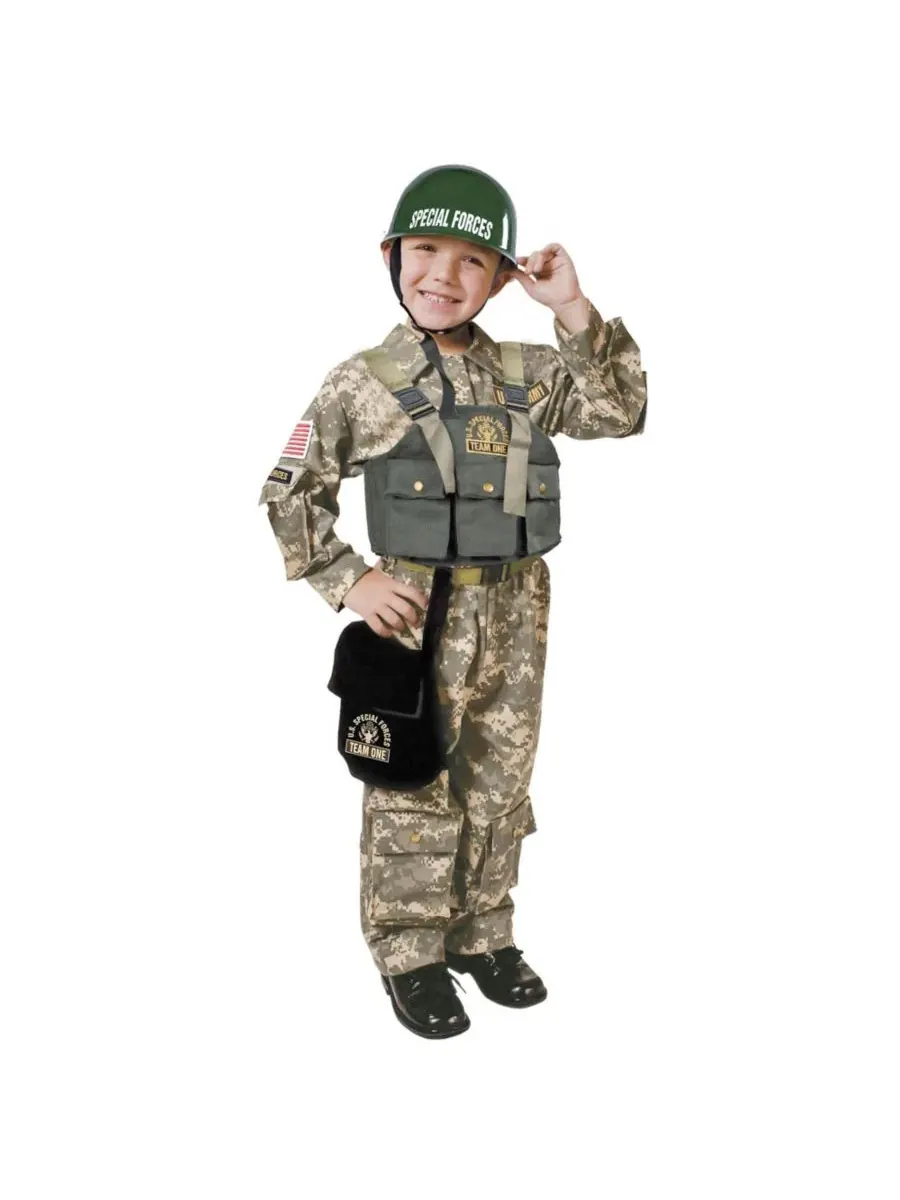 Костюм военного с нашивками и множеством карманов Army Soldier Costume Dress Up America