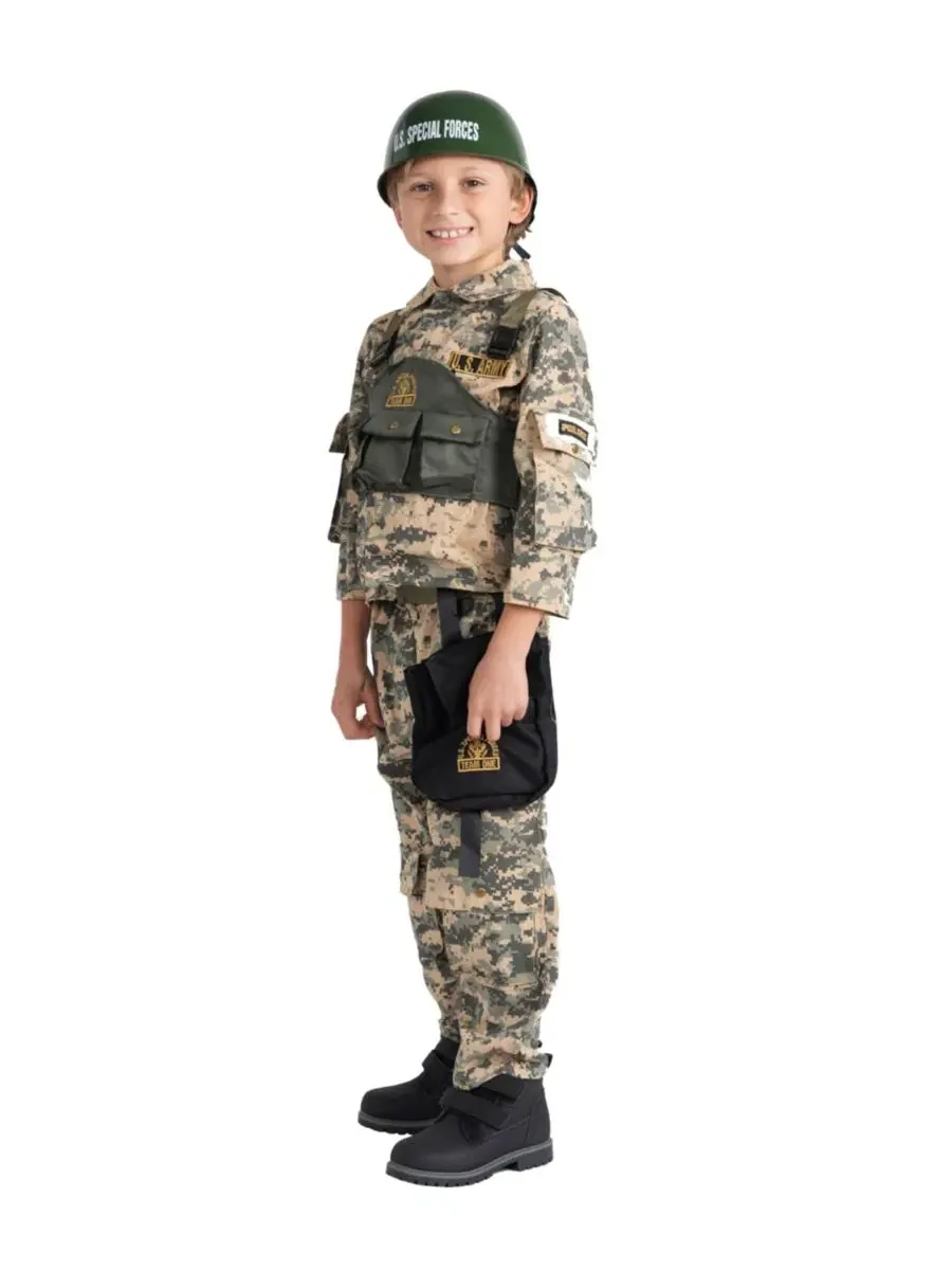 Костюм военного с нашивками Army Soldier Costume Dress Up America — изображение 2 из 3, нет