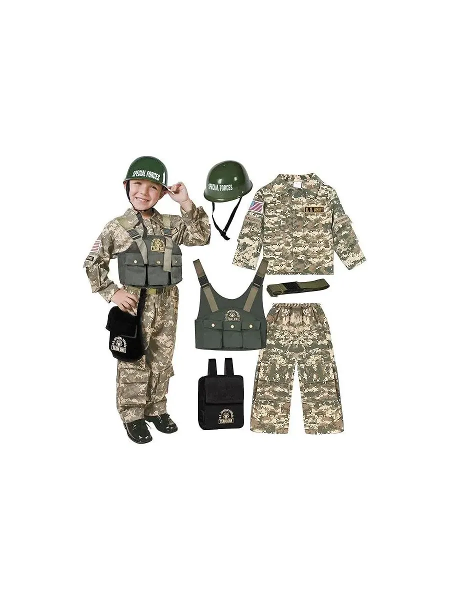 Костюм военного с нашивками Army Soldier Costume Dress Up America — изображение 3 из 3, нет