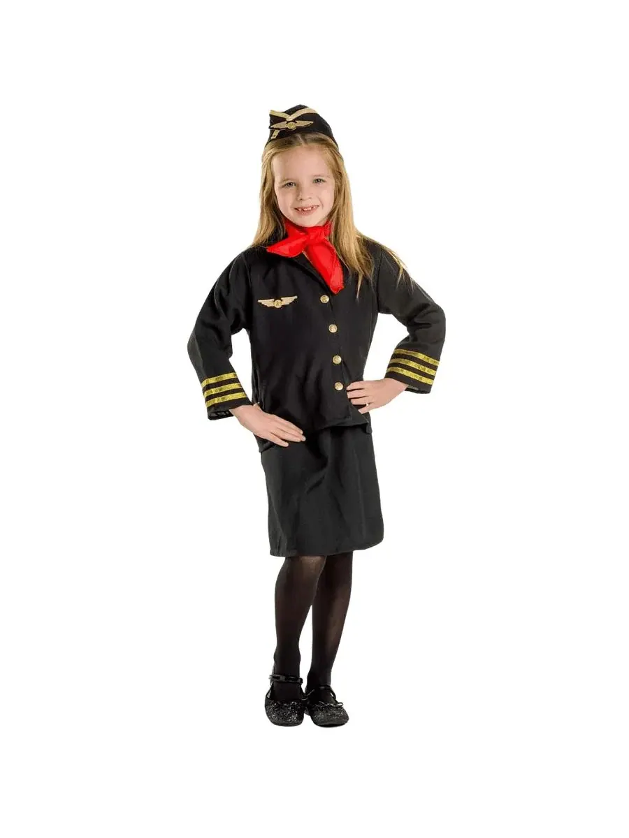 Костюм стюардессы с жакетом, юбкой, шарфом и пилоткой Dress Up America