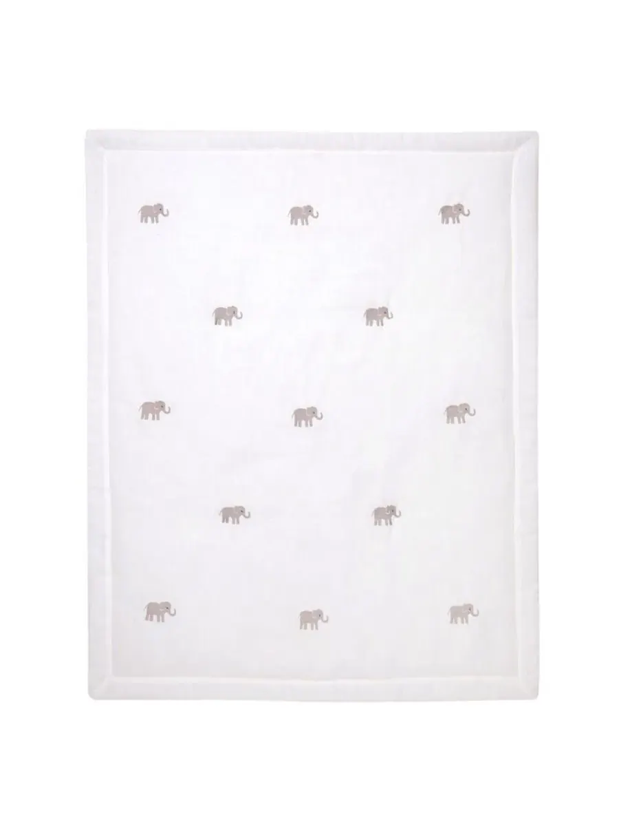 Детское одеяло для детской кроватки Baby Signature Elephant из кремово-белого льна с вышивкой Lambs — изображение 1 из 3