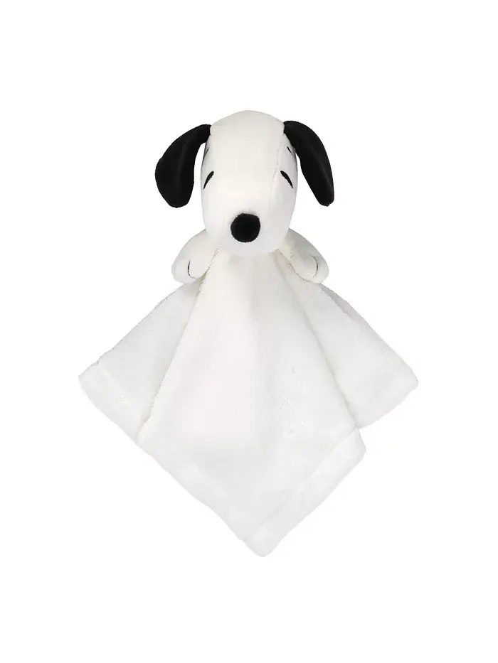 Детское одеяло-игрушка Baby Peanuts Snoopy Lovey белое/черное плюшевое Lambs & Ivy — изображение 1 из 3, белый