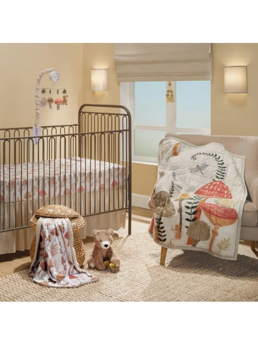 Роскошное мягкое одеяло Baby Mushroom Meadow белого/бежевого цвета Lambs & Ivy — изображение 7 из 7, бежевый