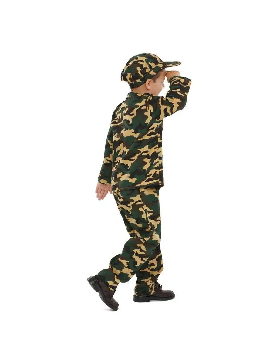 Костюм солдата с нашивкой ARMY, с брюками на резинке Dress Up America — изображение 2 из 3, камуфляж