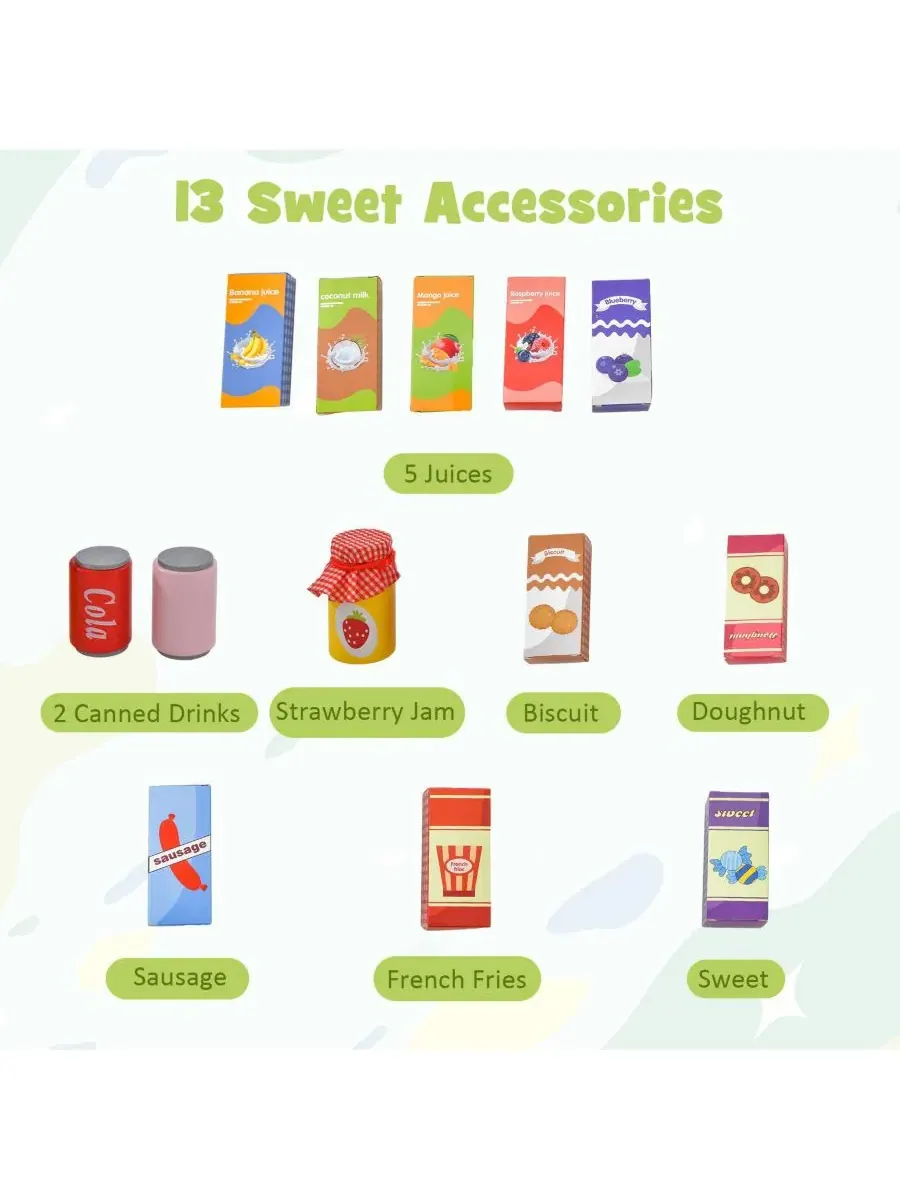 Деревянный супермаркет с кассой, вендинговым аппаратом и 13 продуктами, Kids Wooden Supermarket — изображение 6 из 10