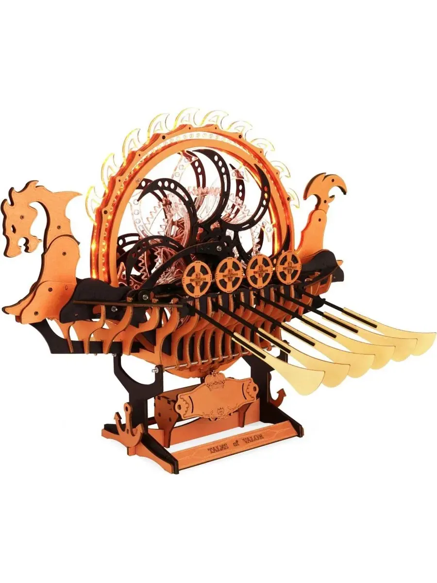 Деревянный 3D-пазл «Viking Dragon Ship» Robotime, 229 деталей — коричневый