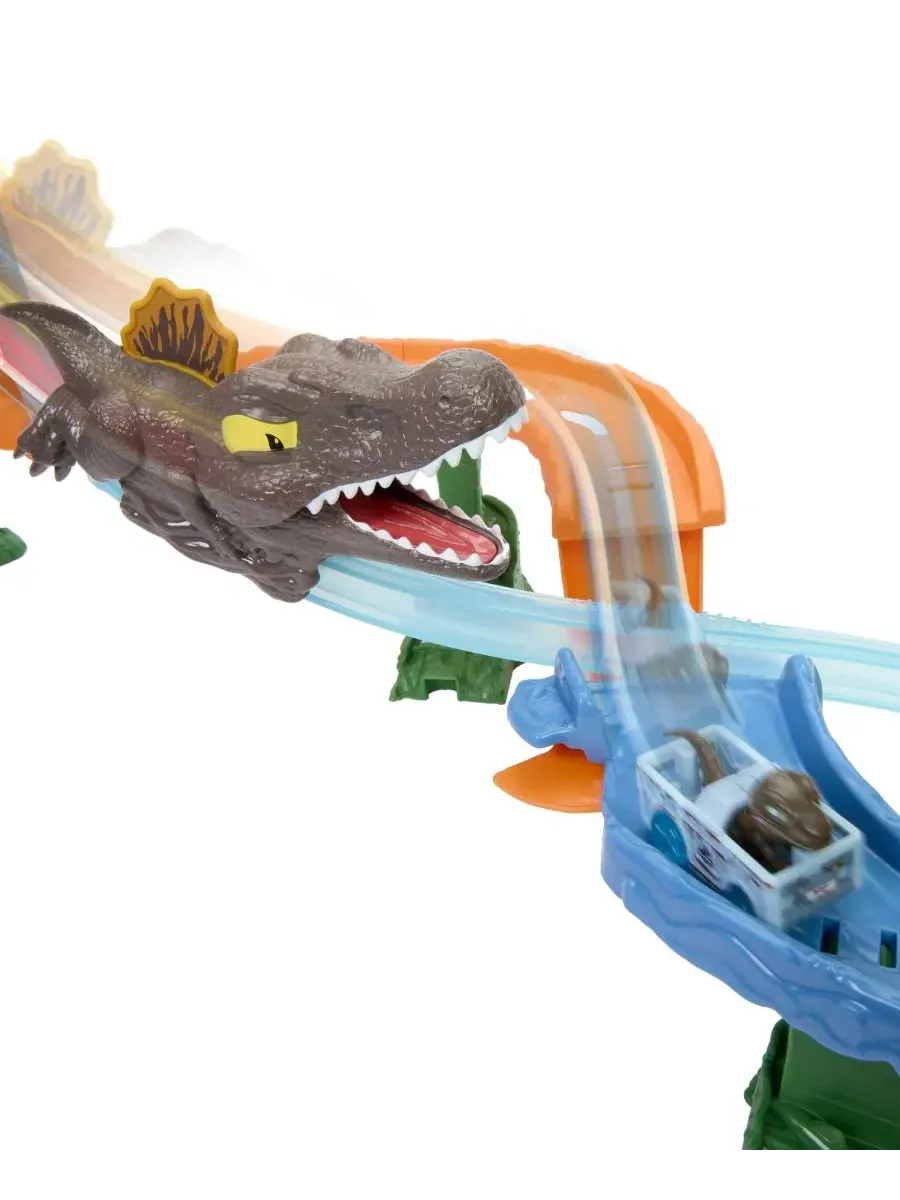 Набор трасс RacerVerse Jurassic World Crash & Splash и литая игрушечная машинка-динозавр Hot Wheels — изображение 6 из 6