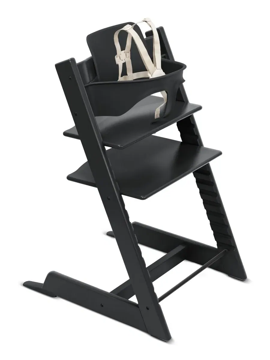 Детский стульчик для кормления Baby Tripp Trapp и набор для малыша Stokke — черный