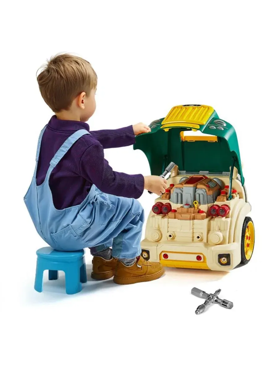 Детский игровой набор автомеханика, 60 деталей, со светом и звуком, Engine Toy Mechanic Set