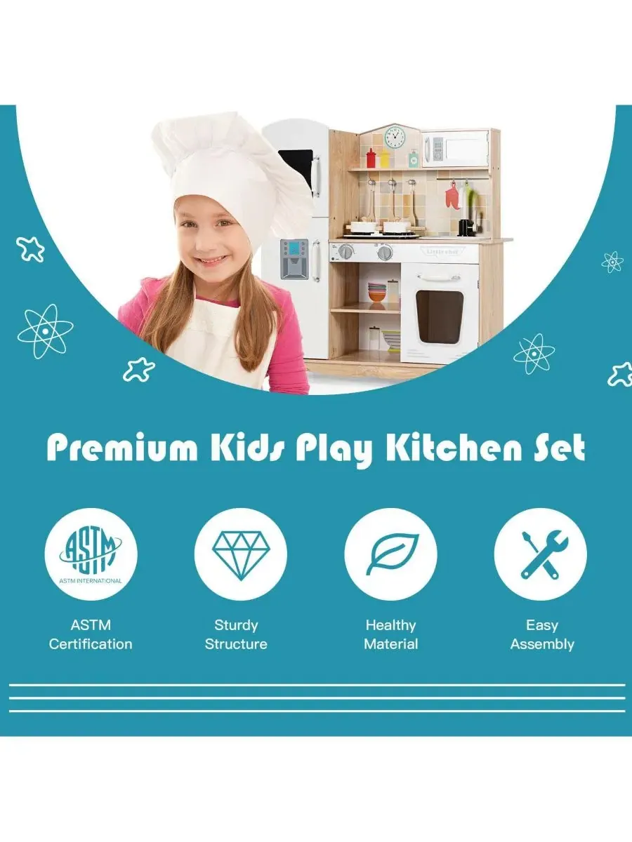 Деревянный детский игровой набор «Кухня» с кухонными принадлежностями и звуковыми эффектами Mecale — изображение 7 из 11