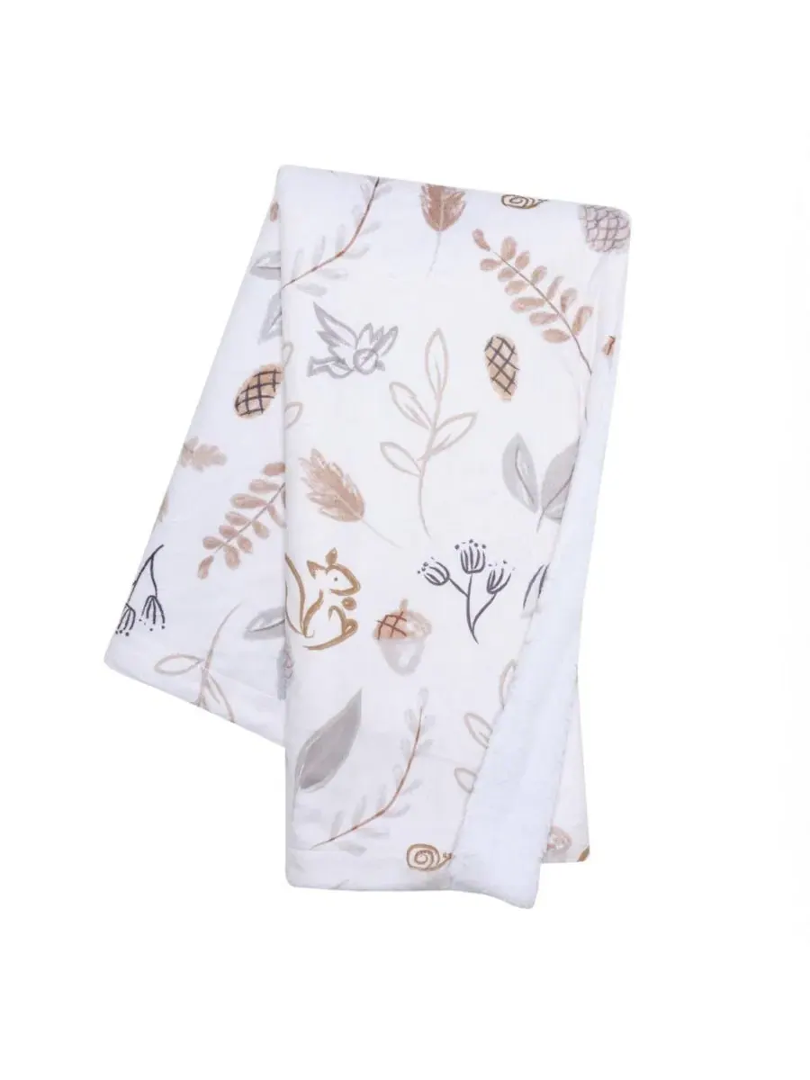 Детское одеяло Treetop Fox Woodland/Forest Minky/Faux Shearling Fleece Lambs & Ivy — изображение 1 из 7, белый