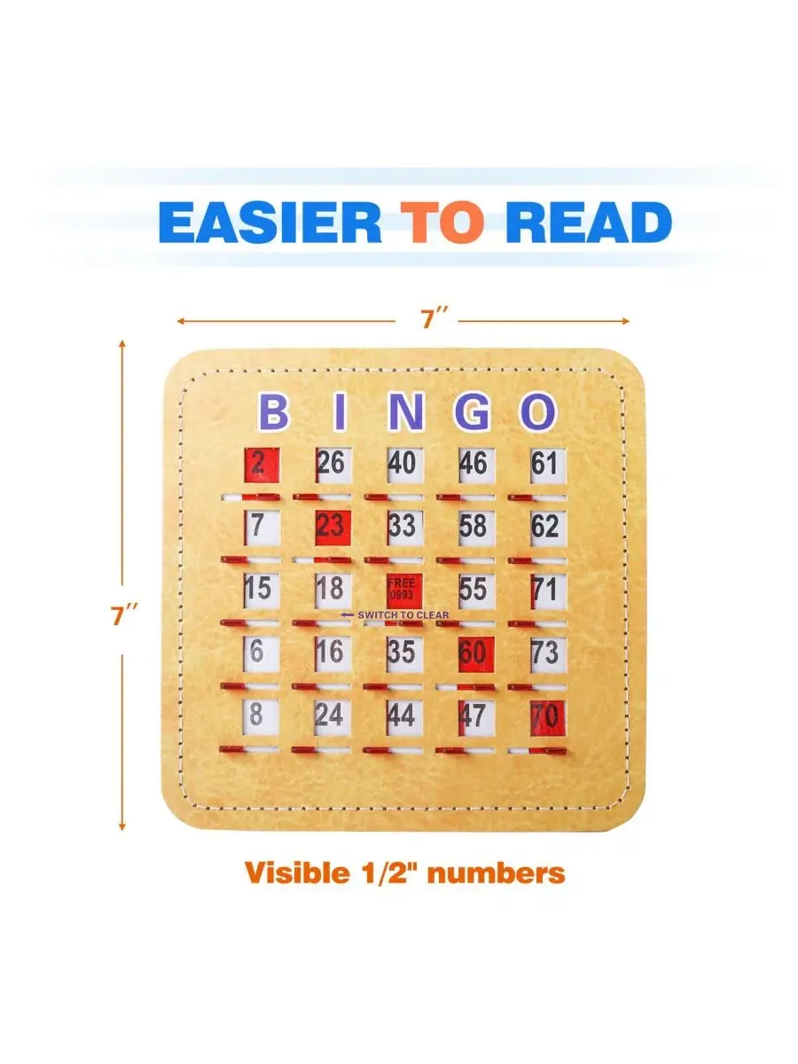 Карточки для бинго Shutter Bingo, картонные, с крупным шрифтом и раздвижными окнами (10 штук в — изображение 2 из 5