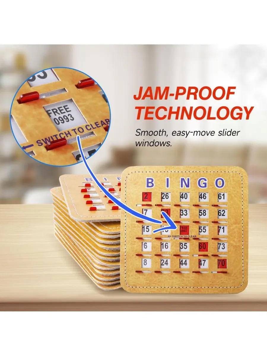 Карточки для бинго Shutter Bingo, картонные, с крупным шрифтом и раздвижными окнами (10 штук в — изображение 3 из 5
