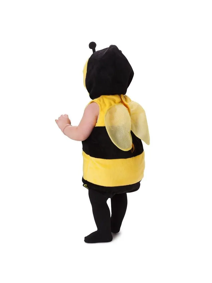 Костюм пчелки с капюшоном и крыльями, модель Fuzzy Bee Hooded Tunic Costume Dress Up America — изображение 2 из 4