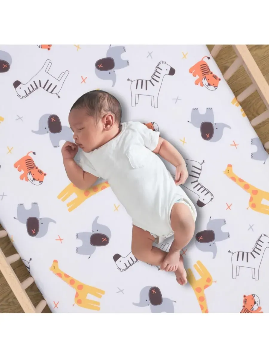 Детская простынь Baby Lollipop Jungle из микрофибры для детской кроватки/подставки под кроватку — изображение 3 из 6, белый