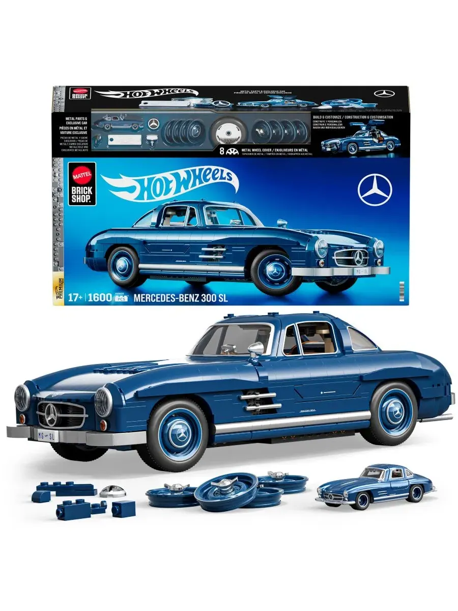 Конструктор Hot Wheels Mercedes-Benz 300 SL, 1600 деталей Mattel Brick Shop
