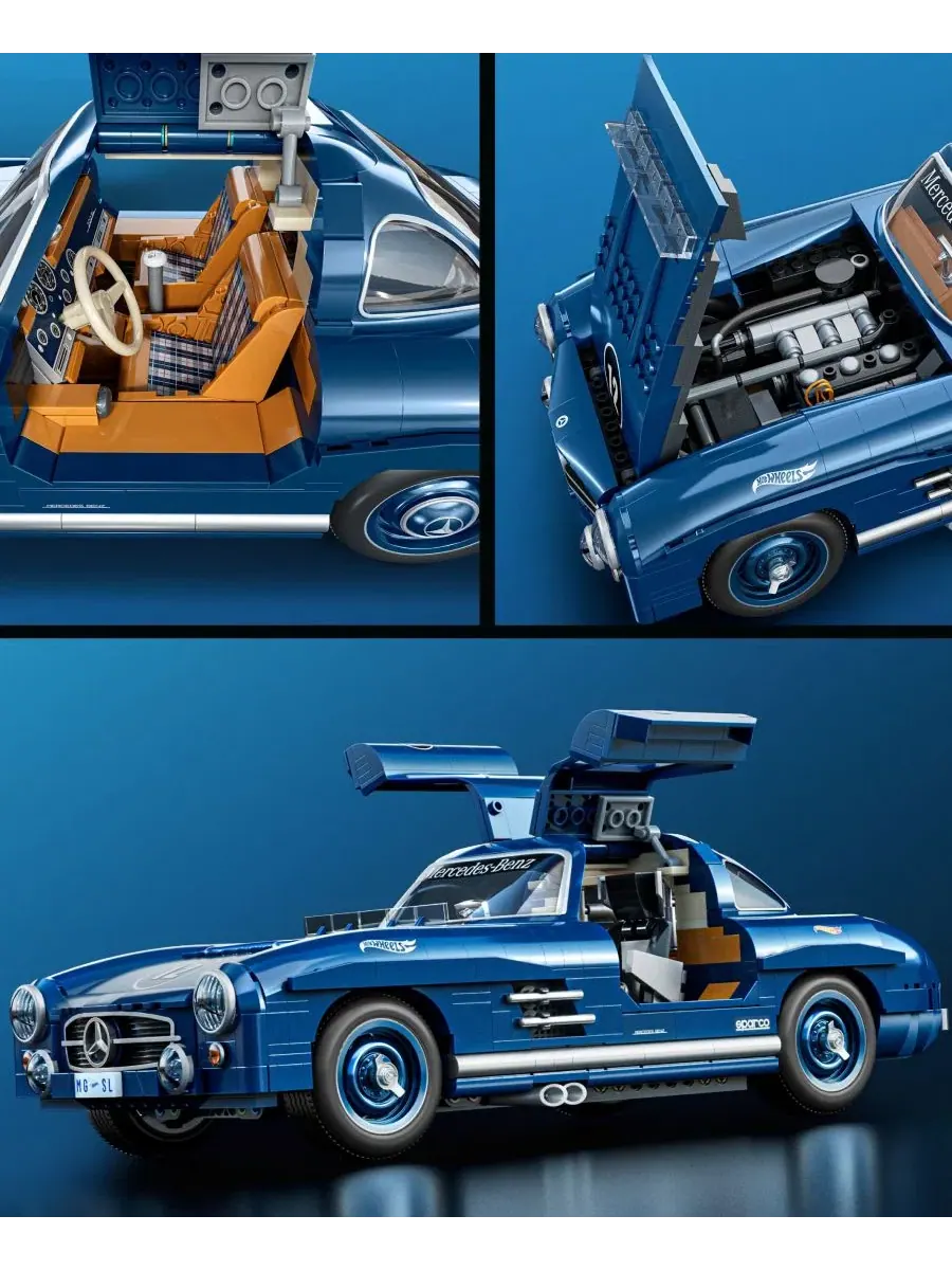 Конструктор Hot Wheels Mercedes-Benz 300 SL, 1600 деталей Mattel Brick Shop — изображение 2 из 6, мульти