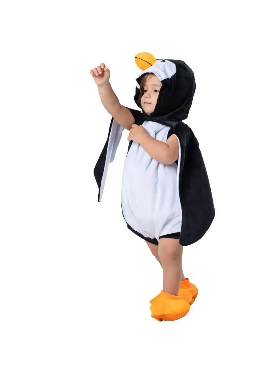 Детский костюм пингвина с капюшоном и пинетками Dress Up America — изображение 2 из 4, черный белый