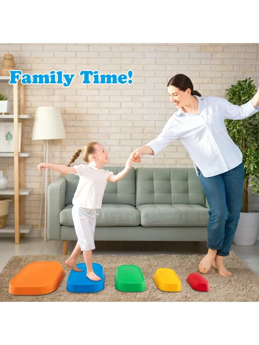 Набор из 5 нескользящих речных камней для детской игровой площадки Sugift — изображение 2 из 10, синий