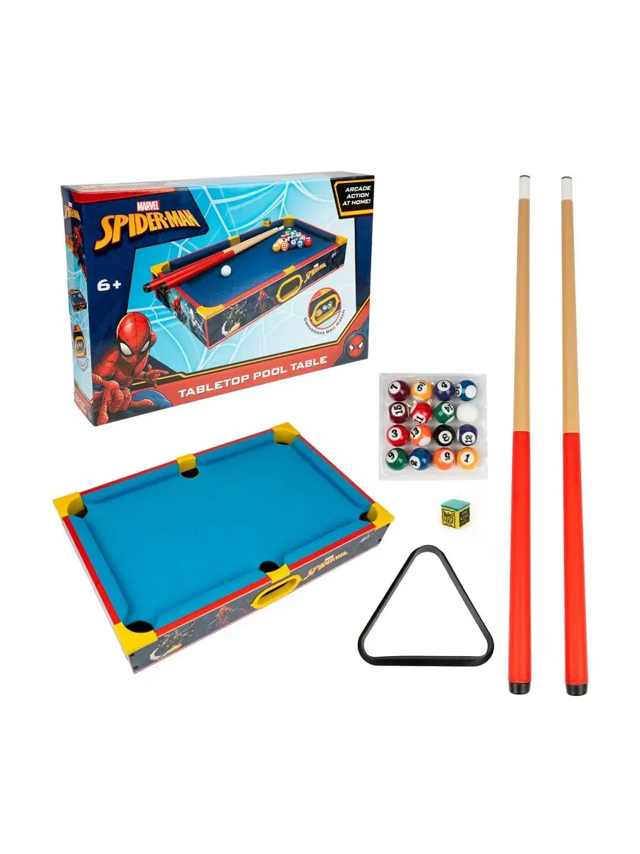 Настольный бильярд Spider-Man Tabletop Pool Table World Tech Toys — изображение 3 из 8, нет цвета