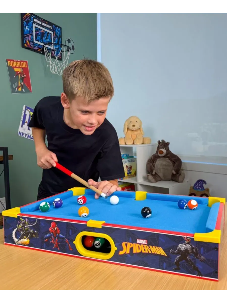 Настольный бильярд Spider-Man Tabletop Pool Table World Tech Toys — изображение 6 из 8, нет цвета