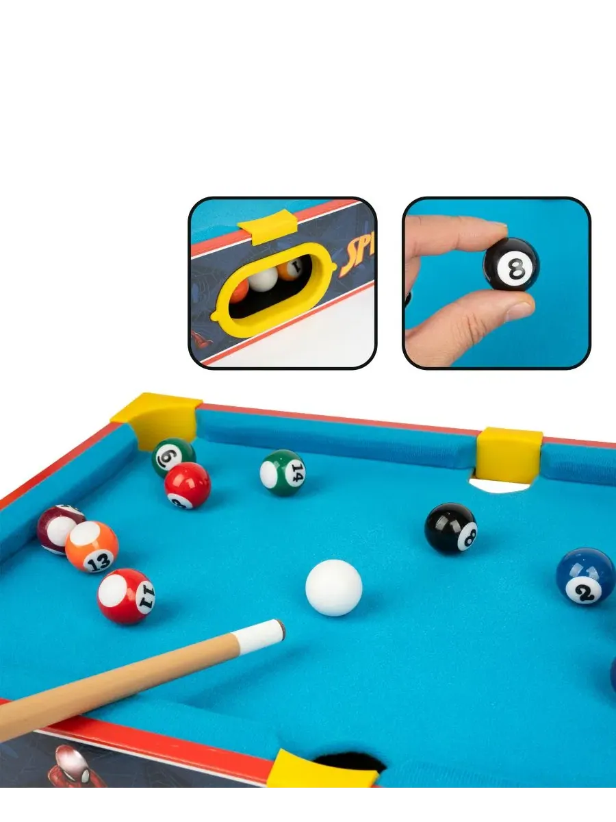 Настольный бильярд Spider-Man Tabletop Pool Table World Tech Toys — изображение 7 из 8, нет цвета