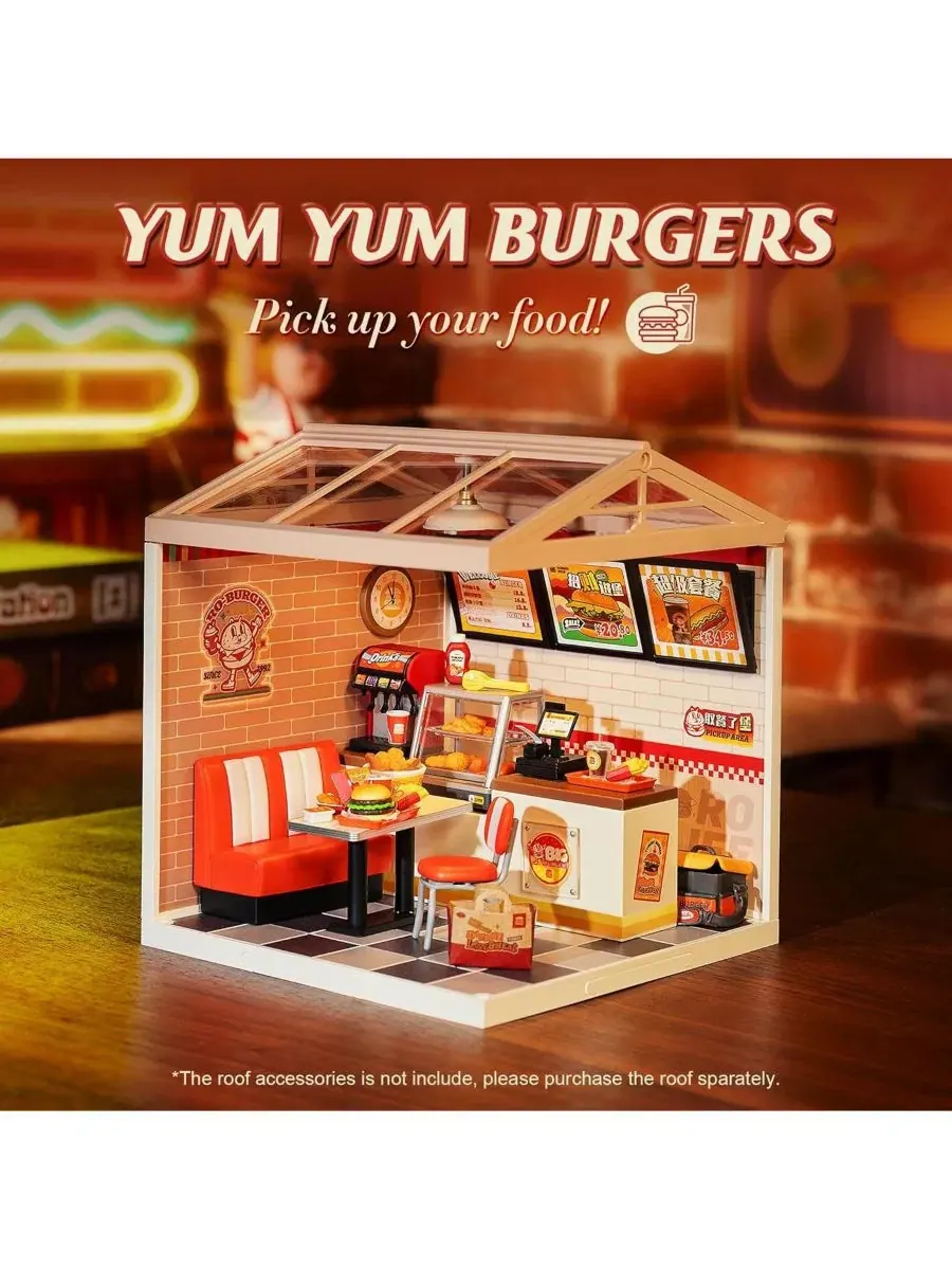 Набор для самостоятельного строительства миниатюрного домика «Yum Yum Burgers», игрушка подходит — изображение 3 из 5