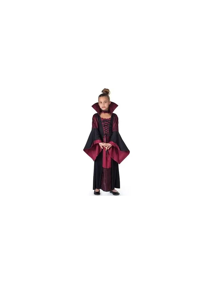 Костюм вампирши: платье и ожерелье - для девочек младшего возраста Dress Up America — изображение 3 из 3, черный/красный