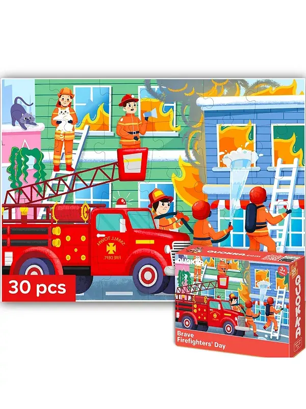 Пазлы из 30 деталей для детей 3-5 лет - развивающие игрушки Quokka, firefighters