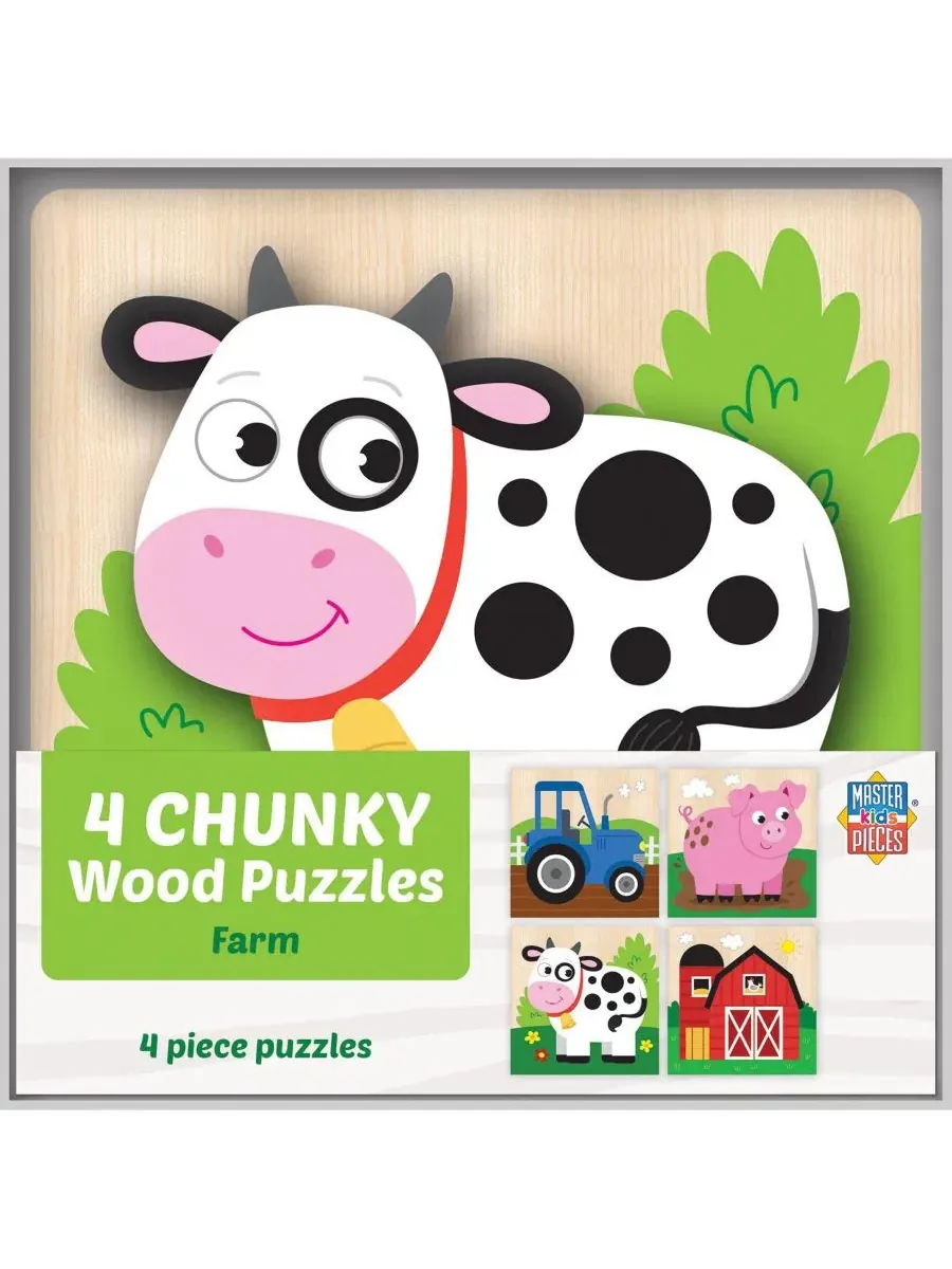 Деревянные пазлы в виде фермы - набор из 4 штук для детей Masterpieces Puzzles — изображение 1 из 3, нет цвета